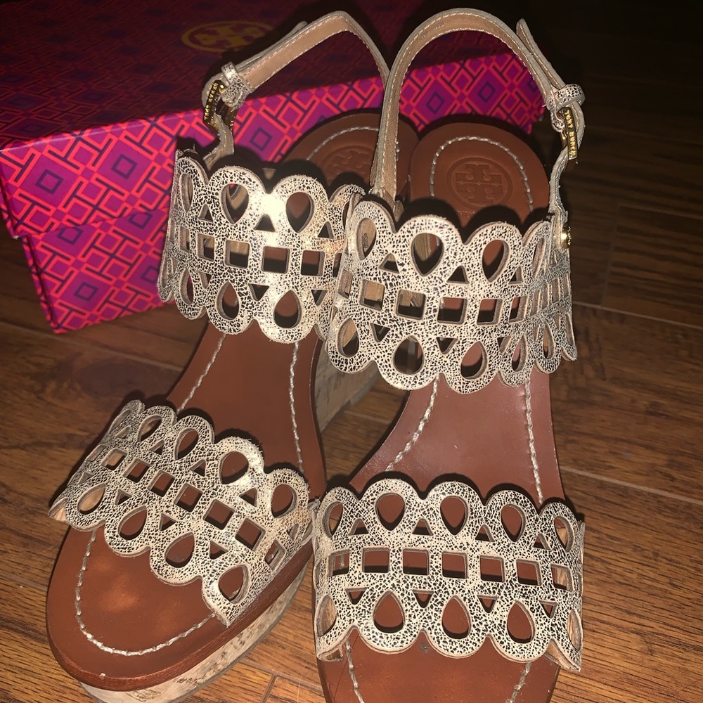 Tory Burch cork wedges